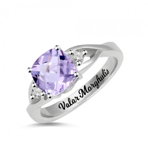 Custom Cushion-Cut Birthstone Ring Sterling Silver