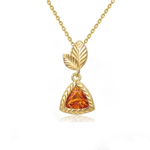 Natural Triangle Citrine Leaf Necklace