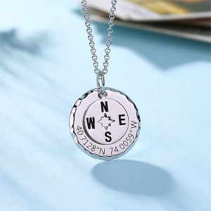 Personalized Compass Necklace in Sliver