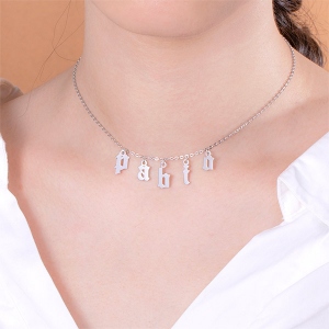 Personalized Letter Choker  Necklace Sterling Silver