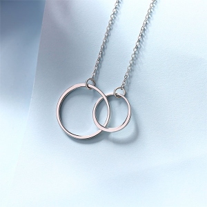 You And Me Double Circle Sterling Silver Necklace