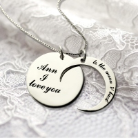 Personalized Inspirational Moon and Back Necklace Sterling Silver