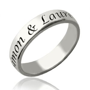 Personalized Anniversary Ring Sterling Silver Engraved Names