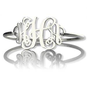 Personalized Monogram Initial Bracelet 1.25 Inch Sterling Silver