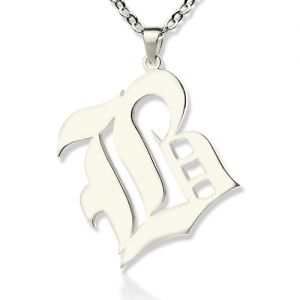 Personalized Initial Letter Charm Old English Sterling Silver