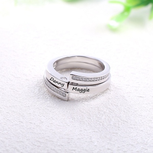 Engraved Combination Infinity Design Ring For Couples