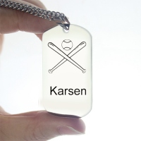 Titanium Steel Baseball Dog Tag Name Necklace