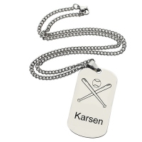 Titanium Steel Baseball Dog Tag Name Necklace