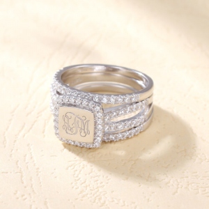 Custom Engraved Stacking Monogram Ring Sterling Silver