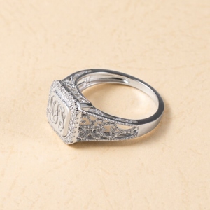 silver monogram ring 