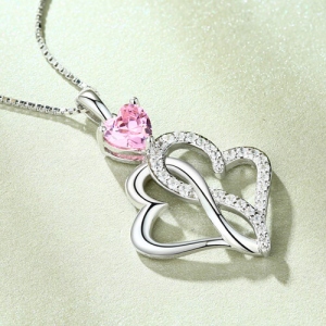 double heart necklace	