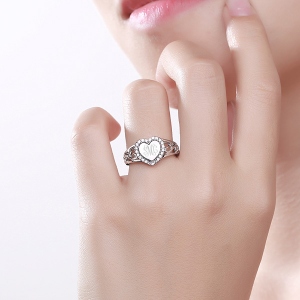 Custom CZ Monogram Heart Ring