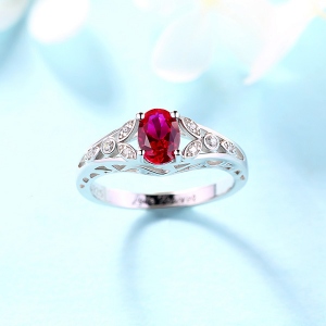 Personalized Oval Birthstone Vine Ring For Woman Sterling Silver