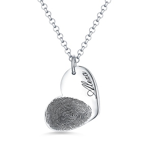 Personalized Fingerprint Heart Necklace With Name