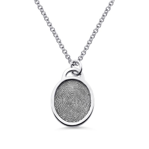 Personalized Fingerprint Ellipse Necklace Sterling Silver