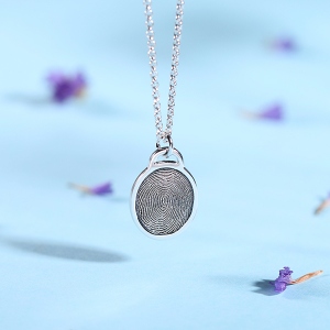 Personalized Fingerprint Ellipse Necklace Sterling Silver