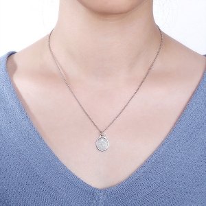 Personalized Fingerprint Ellipse Necklace Sterling Silver