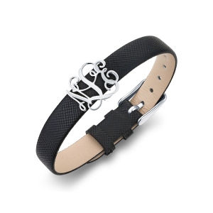 Personalized Monogram Initial Leather Belt Bracelet