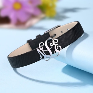 Personalized Monogram Initial Leather Belt Bracelet