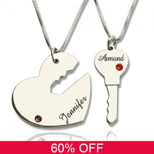 Key to My Heart Name Pendant Set For Couple