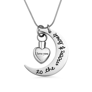 Personalized Love You To the Moon & Back Urn Necklace For Ashes