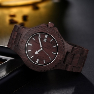 Personalized Men's Wooden Date Display Quartz Watch