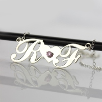 silver couple name necklace