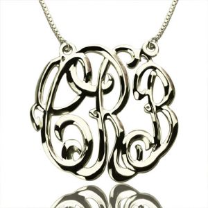 Celebrity Cube Premium Monogram Necklace Gift Sterling Silver