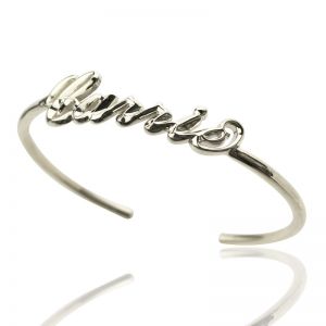 Personalized Carrie Style 3D Name Bangle Sterling Silver