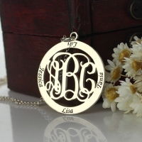 Sterling Silver Monogram Necklace Stamped 4 Names