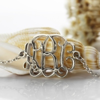 Celebrity 3D Monogram Initial Bracelet Sterling Silver