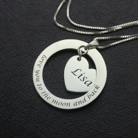 Heart Promise Necklace with Name & Phrase Sterling Silver