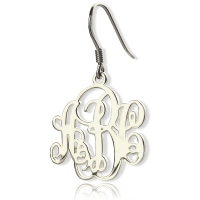 Sterling Silver Script Monogram Earrings