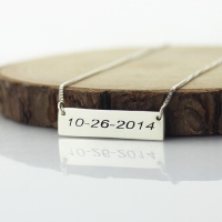 Personalized Sterling Silver Date Bar Necklace