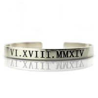 Valentine's Roman Numeral Date Cuff Bracelet Gifts for Her