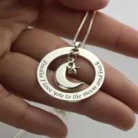 I Love You To The Moon and Back: Moon & Star Charm Pendant