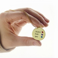 Custom Disc Necklace Engraved 3 Names For Mom