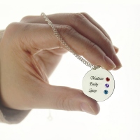 Grandma's Disc 3 Birthstones & Names Necklace