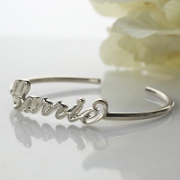 Personalized Carrie Style 3D Name Bangle Sterling Silver