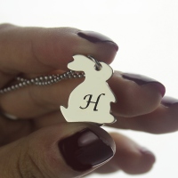 Personalized Rabbit Initial Charm Pendant Sterling Silver