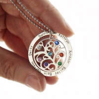 Personalized Mother's Necklace with Kids Name & Birthstones