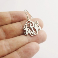 Sterling Silver Script Monogram Earrings