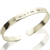 Personalized Latitude Longitude Coordinate Cuff Bangle Bracelet