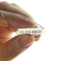 Anniversary Date Necklace for Her with Roman Numerals