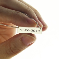 Personalized Sterling Silver Date Bar Necklace