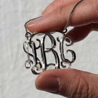 Personalized Cube Monogram Initials Necklace Sterling Silver