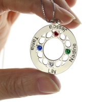 Infinity Family Names Circle Necklace For Mom Sterling Silver