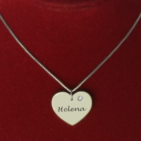 Sterling Silver Simple Heart Name Necklace with Birthstone