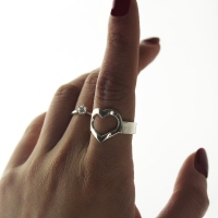 Personalized Couple's Name Promise Heart Ring Silver