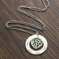 Grandmother's Heart Family Tree Necklace Sterling Silver